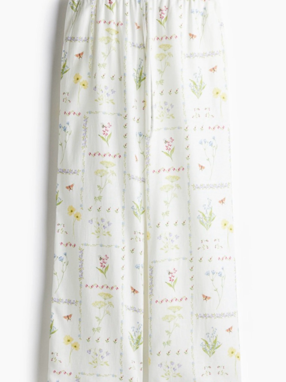 H&M White Pants with Yellow & Green Floral Trim